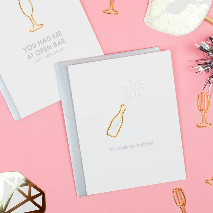 Chez Gagné - Wholesale Congratulations Card - This Calls for Bubbly! - Congrats | Celebration - Champagne Paperclip Card5