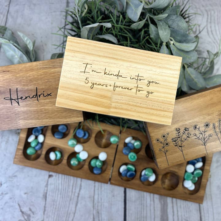 Mancala Board with Stones for wholesale by Knock On Wood
