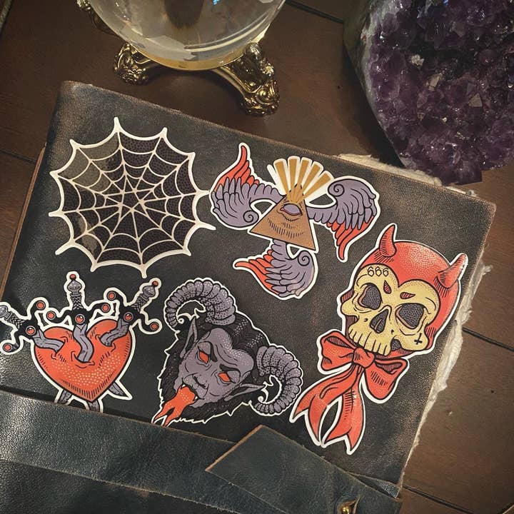 Psychic circle oddities – Großhandel Aufkleber – Okkultist-Aufkleber-Set! 5 hochwertige Vinylaufkleber! Tattoo