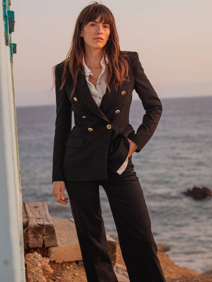 Aberdeen Ankle Crop High Rise Jean, Black for wholesale by Oliver Logan