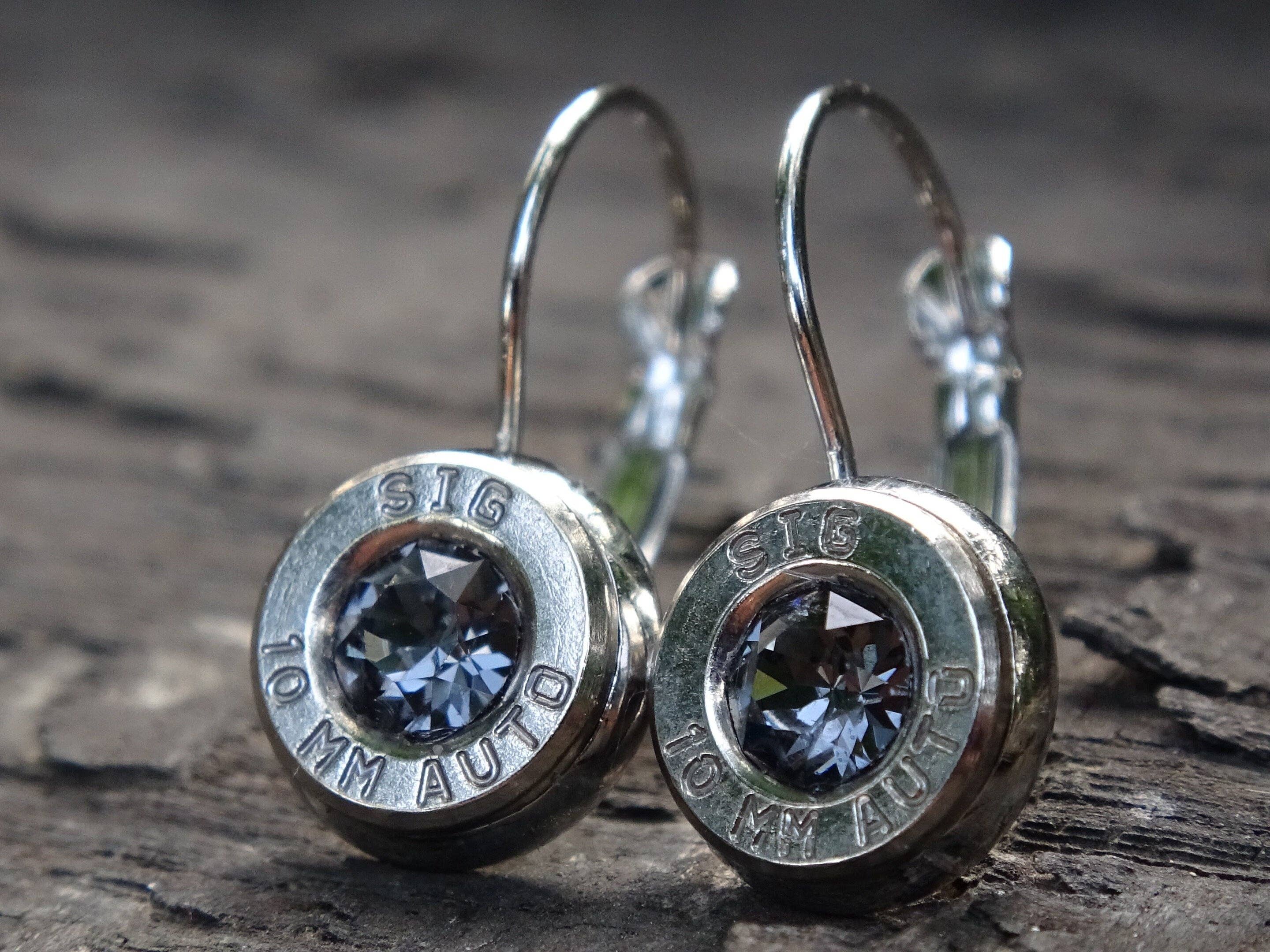 Redglare Inc. - Wholesale Dangle Earrings - Lever back bullet earrings 10mm auto Silver night1