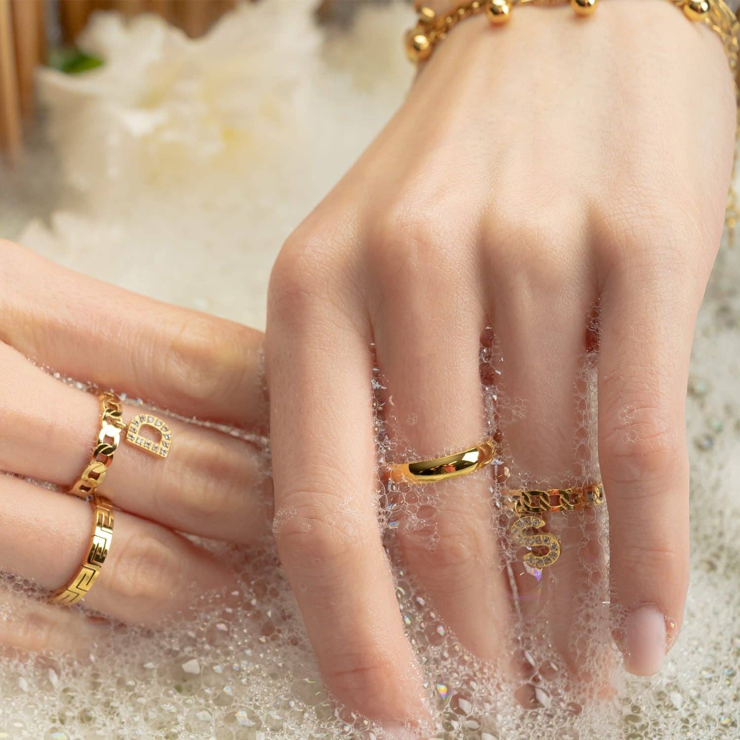 Schmuckgroßhandel - Vente Anneau/bague à empiler - Lena | Bague plaquée or 18 carats1