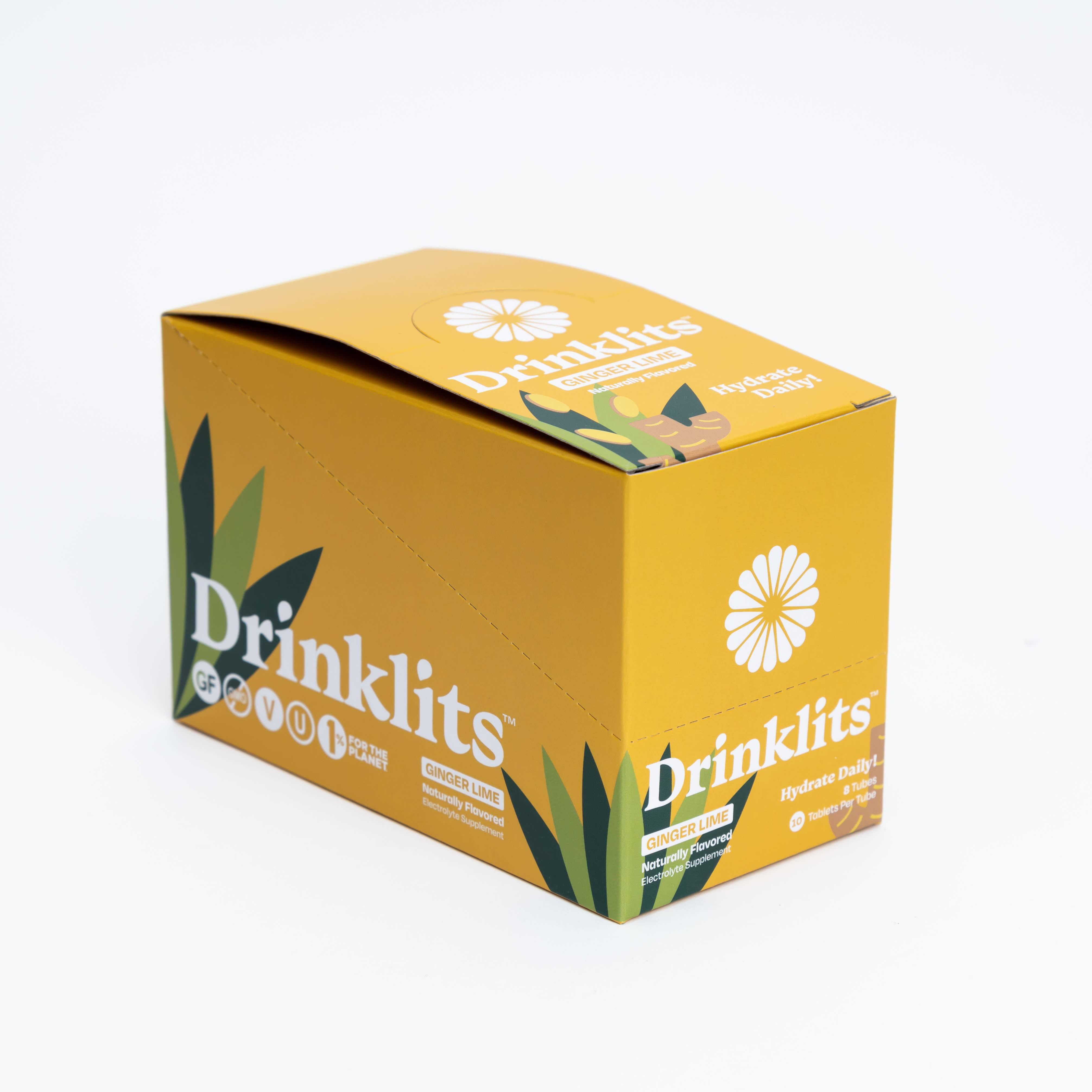 Drinklits Hydration - Wholesale Powdered Health Drink - Hydration Tablets: Natural GINGER-LIME Electrolytes +Display11
