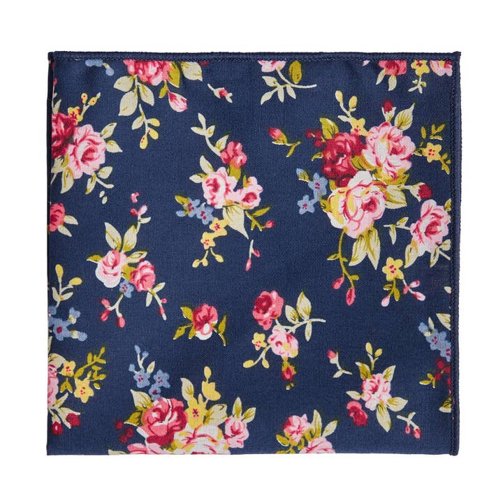 Navy Floral Pocket Square for wholesale by Groomsman Gear