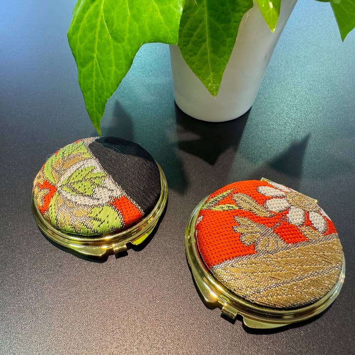 KOTO - Wholesale Compact Mirror - Kimono Obi Compact Mirror (Gold)1