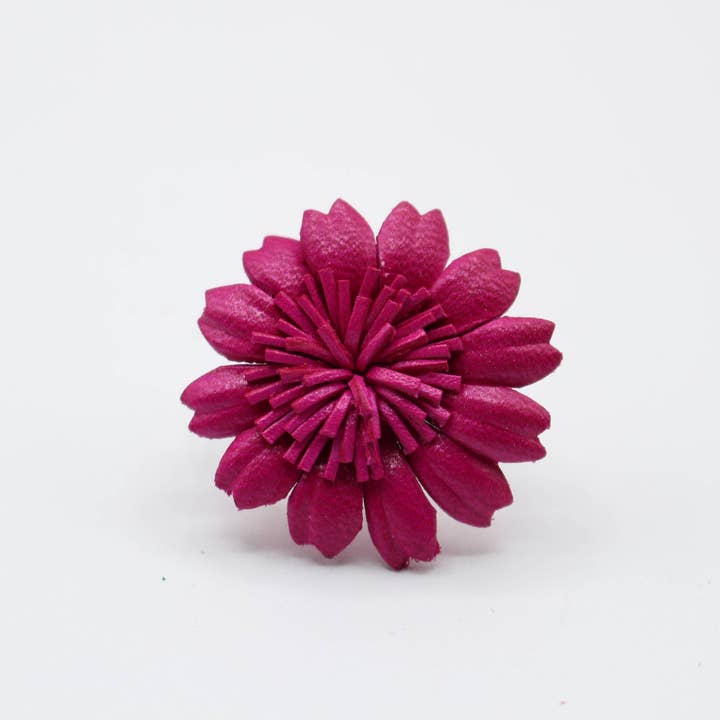 Sunflower Handmade leather inc - Wholesale Single Stone/Solitaire Ring - assorted leather flower ring3