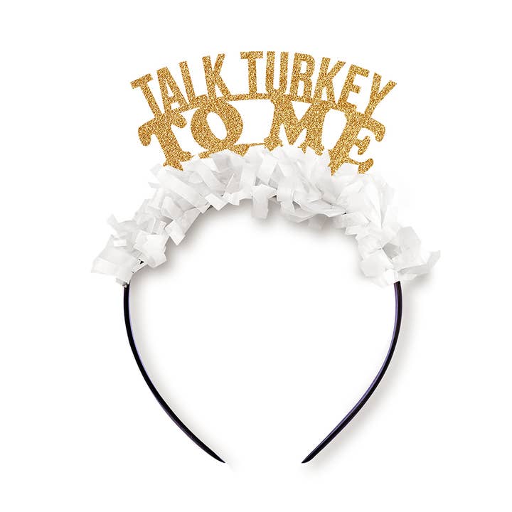Talk Turkey To Me Thanksgiving Fall Party Headband Crown for wholesale by Festive Gal