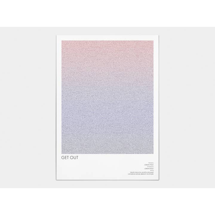 Get Out Screenplay Kunsttryk, Minimalistisk gyserindretning for engroshandel hos Fade Out Prints