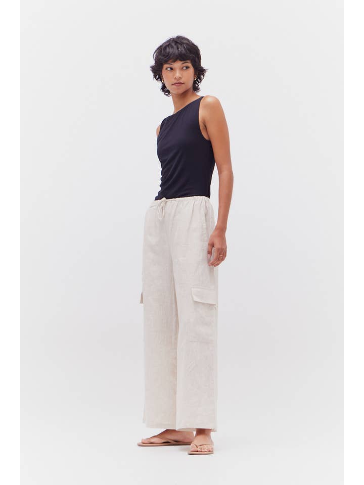 Grade & Gather - Wholesale Pants - Women's - 50520LN - LINEN CARGO PANTS