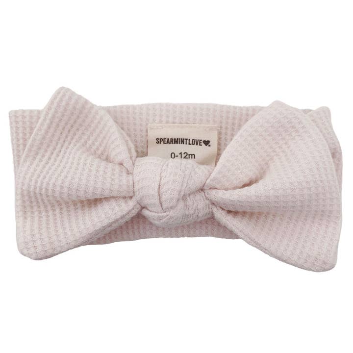 SpearmintLOVE - Wholesale Fashion Headband - Baby - Organic Waffle Knot Bow, Snow1