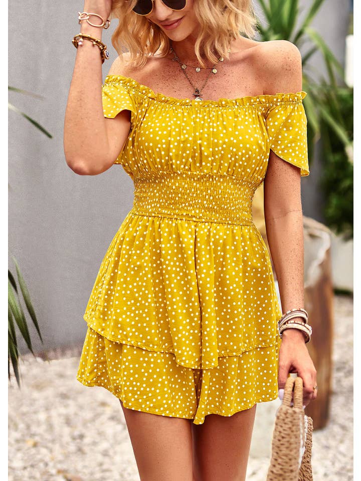 YNIQUE - Wholesale Romper - Women's - Womens Rompers Smocked Ruffle Sleeves Short Outfits Jumpsuit4