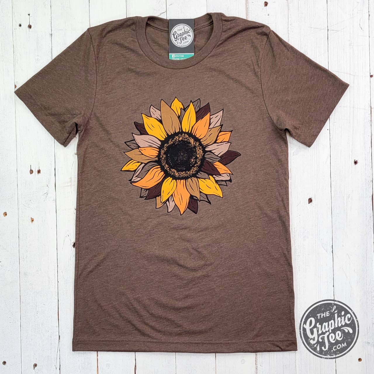 Heather Brown *GROOTHANDEL* Fall Sunflower Heather bruin T-shirt met korte mouwen voor groothandel op Faire2