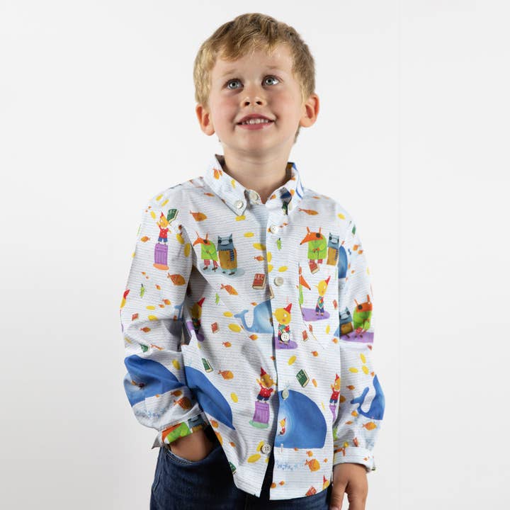 Kinderhemd Button-Down Kraag Lange Mouw voor wholesale door ILLUSTRABIMBI