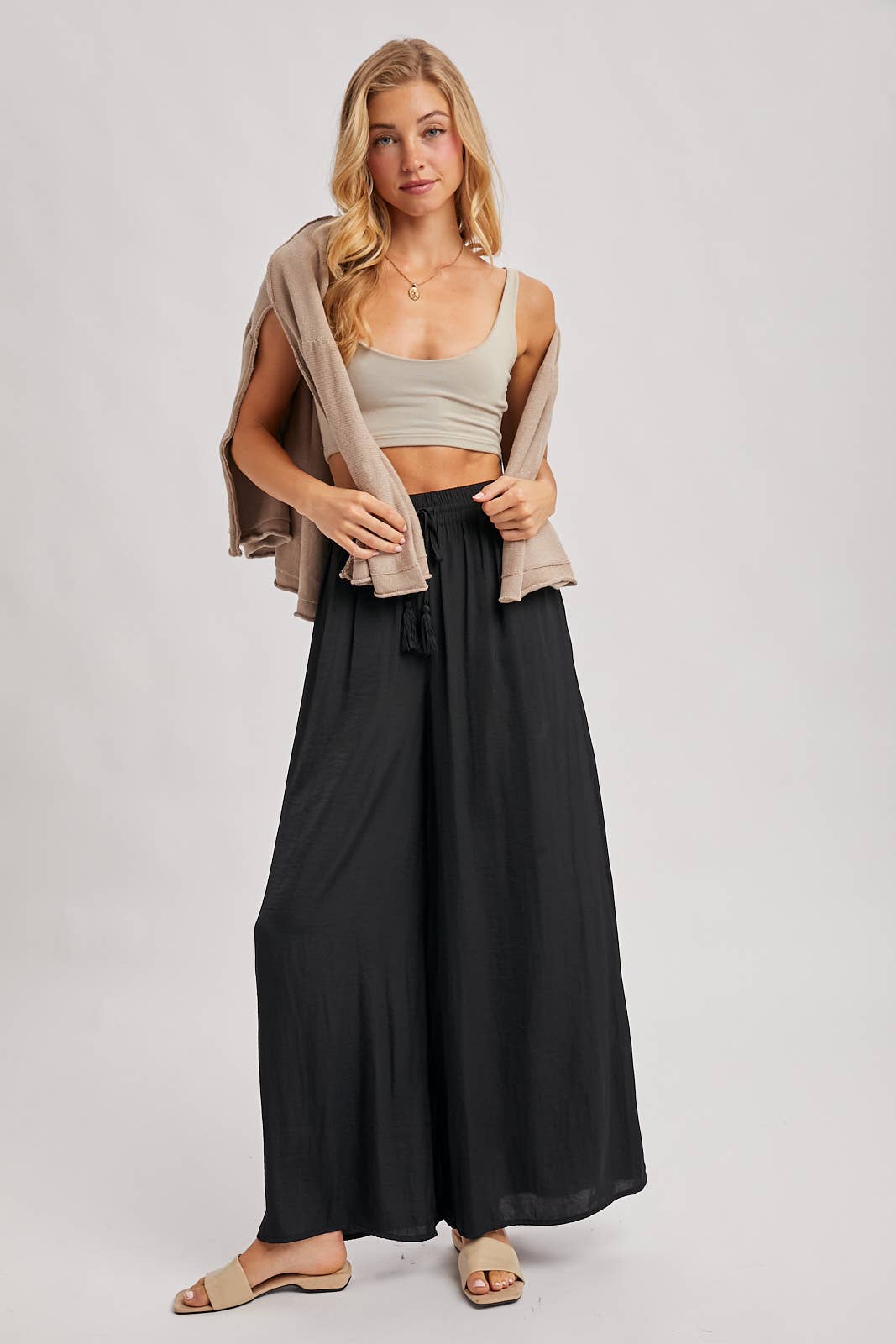 Bluivy - Wholesale Pants - Women's - SILKY PALAZZO WIDE LEG PANTS4