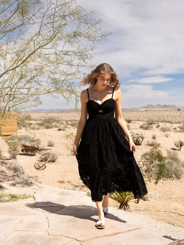 Jillian Dress In Black Eyelet for wholesale on Faire