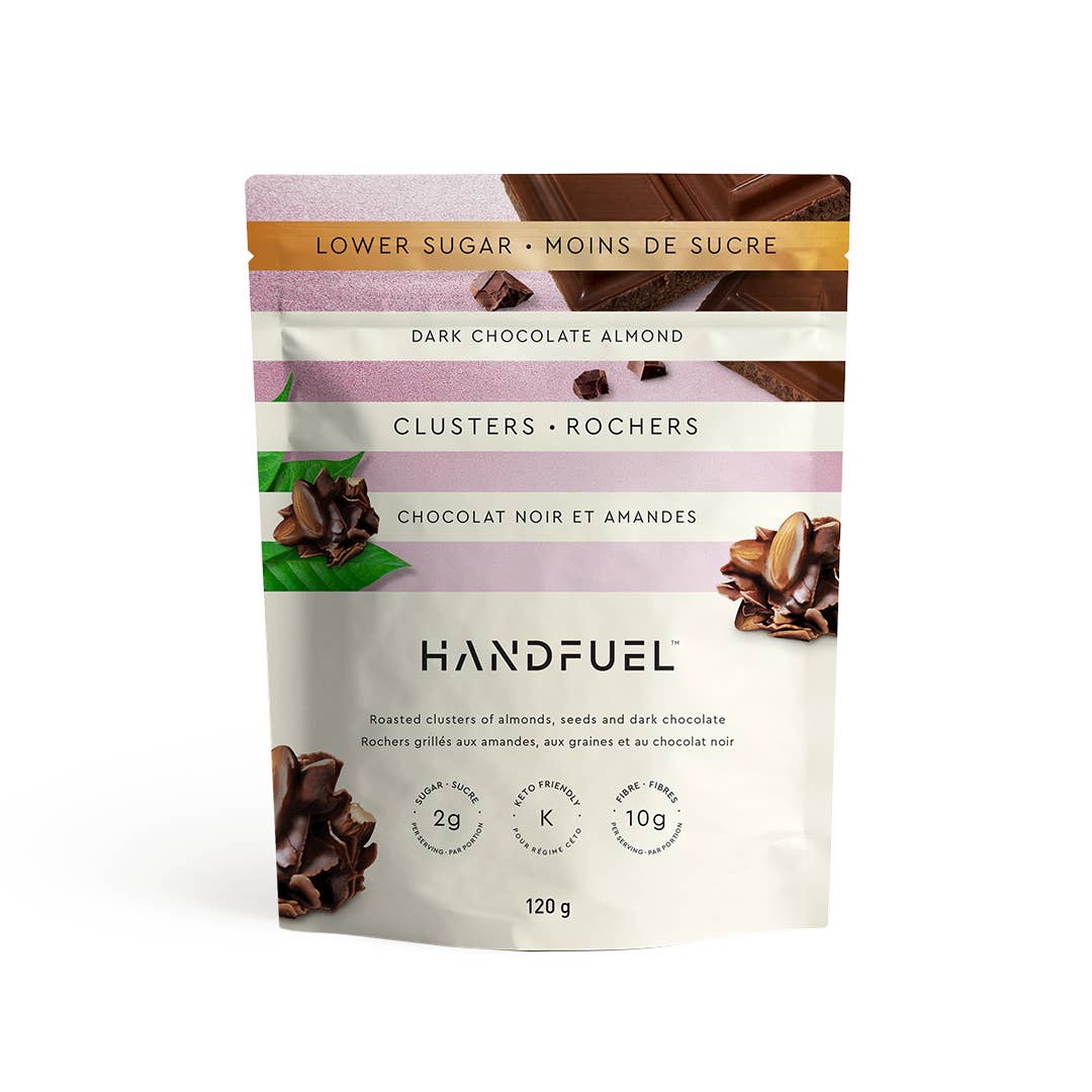 HANDFUEL - Vente Friandises enrobées de chocolat - Grappes d'amandes au chocolat noir 150 g x 12