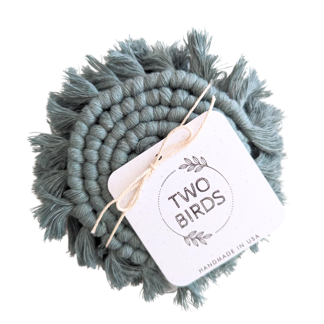 Two Birds Eco Shop - Wholesale Coasters - Single Macrame Coaster - Solid Colors5