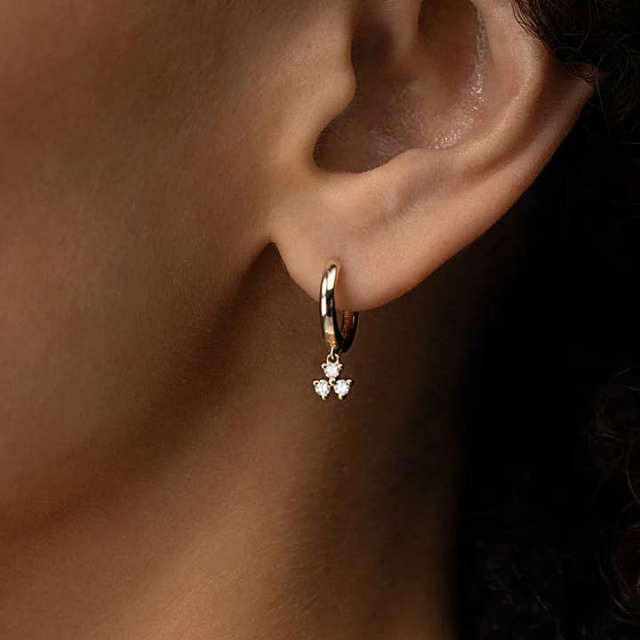 OISHI DIAMONDS - Wholesale Huggie Earrings - Radiant 0.21Ct Diamond Drop Earrings, Elegant 14k Gold 7