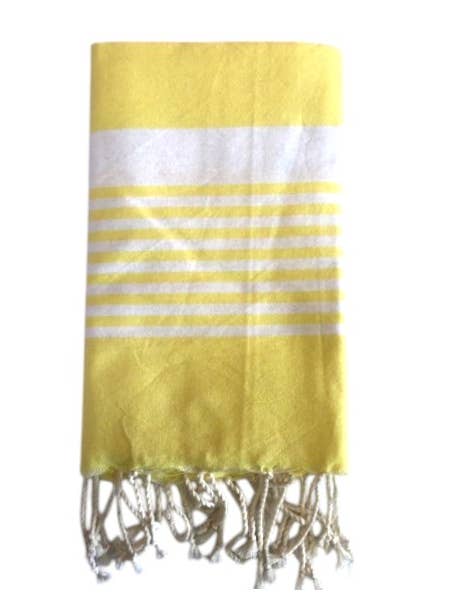 SoBeach - Wholesale Swim Cover Up - Women's - Fouta Paul yellow, Recycled Cotton Beach Towel 200x100cm