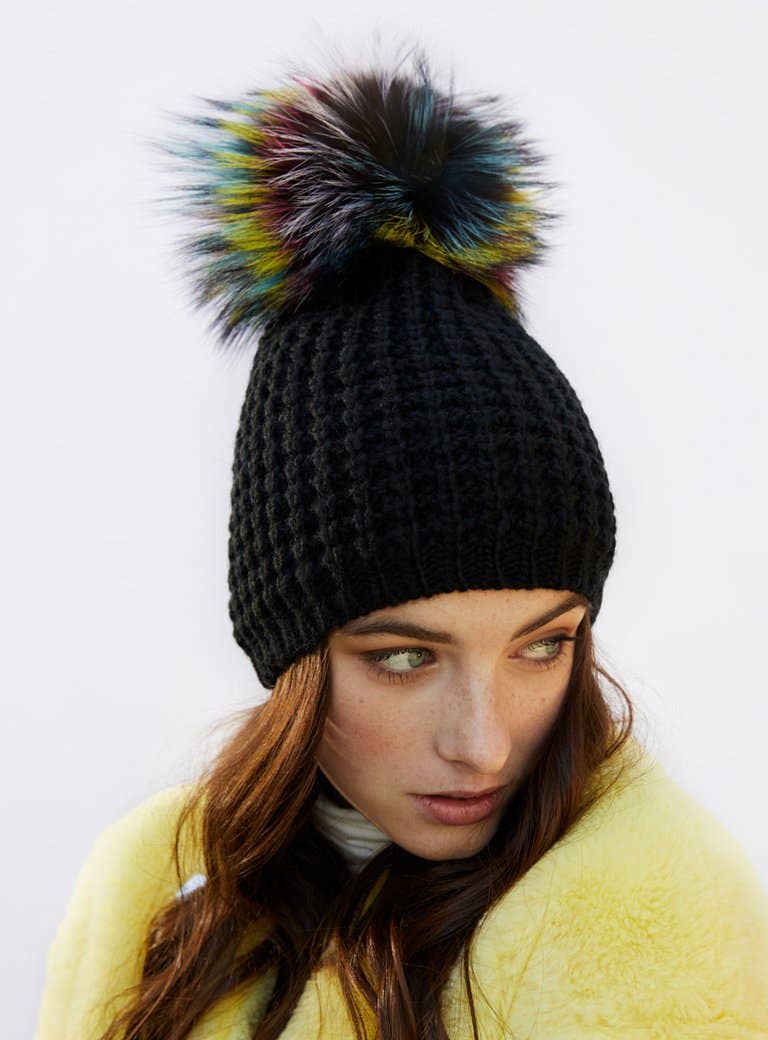 Kyi Kyi - Wholesale Beanie - Women's - Classic Fur - Multi Color Pom31
