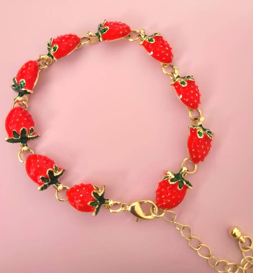 Wild & Free - Wholesale Charm/Dangle Bracelet - Pulsera de fresa, pulsera de esmalte y acero2