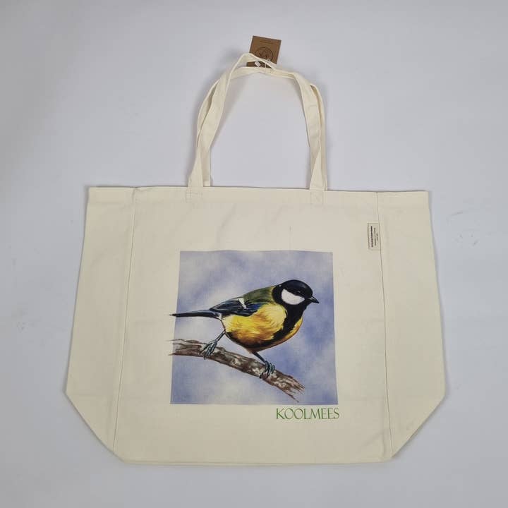 Sac de courses en coton avec impression - Mésange pour la vente par Animal Prints