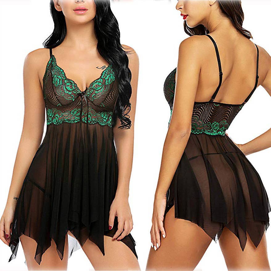 We-vibe - Wholesale Lingerie Set - Women's - Halter Mesh Nightgown Sexy Set10