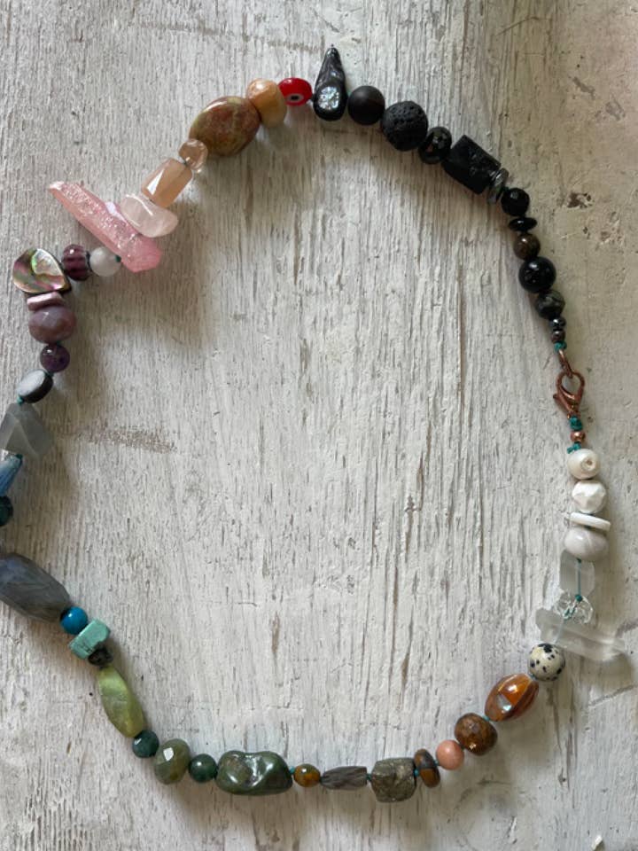 Multi-Colored Bohemian Gemstone Beaded Necklace for wholesale by Alchemy and the Sea
