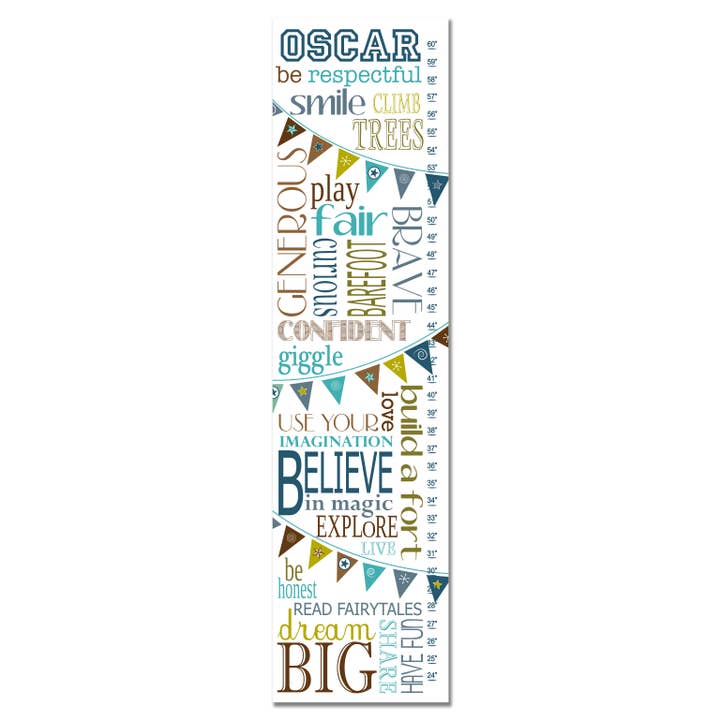 Finny and Zook - Wholesale Growth Chart - Kids & Baby - Boy Rules Blue Personalized Growth Chart