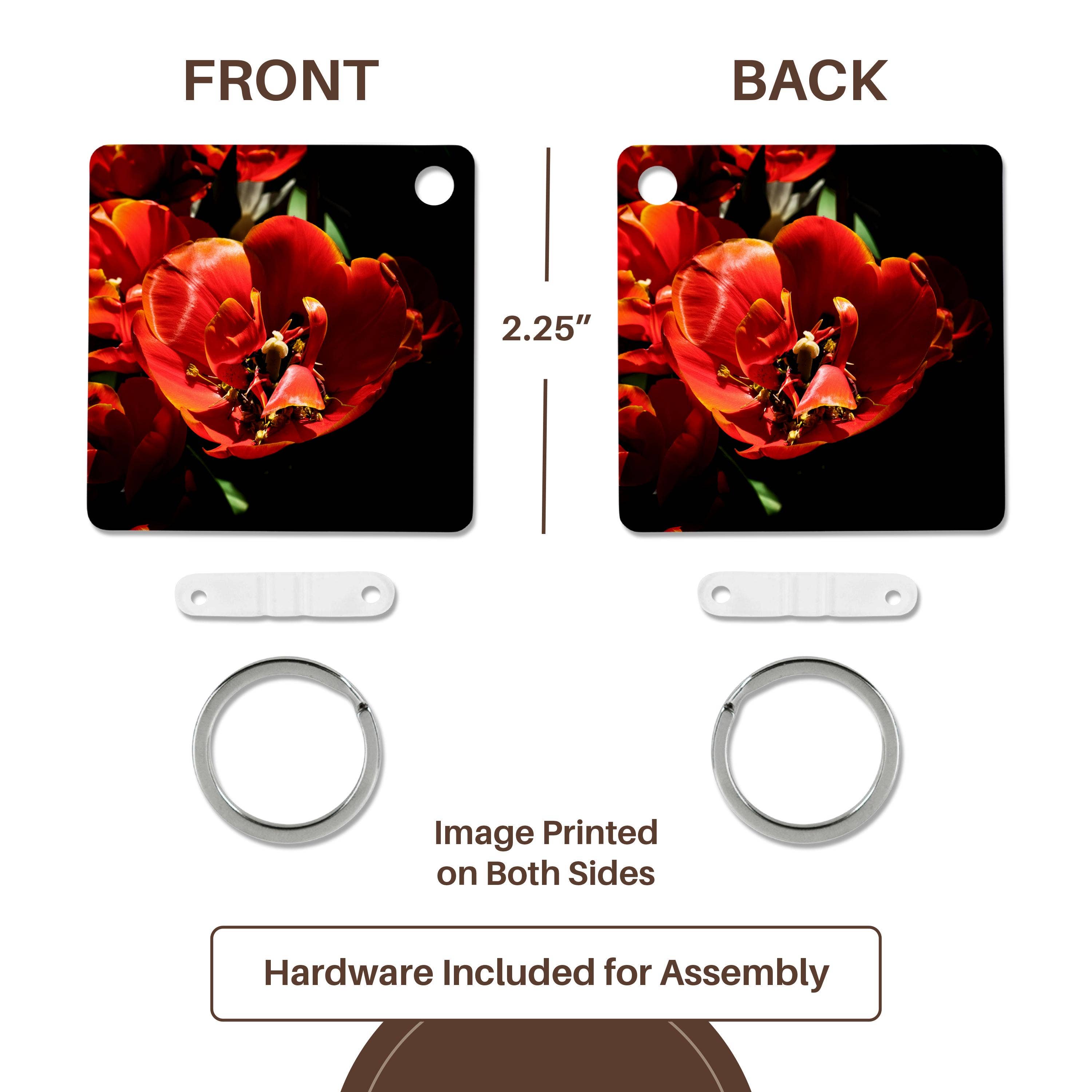 3dRose – wholesale Keychain – Unisex – 3dRose, Closeup view of a red tulip bulb full of tiny maple tree flowers, Key Chain4