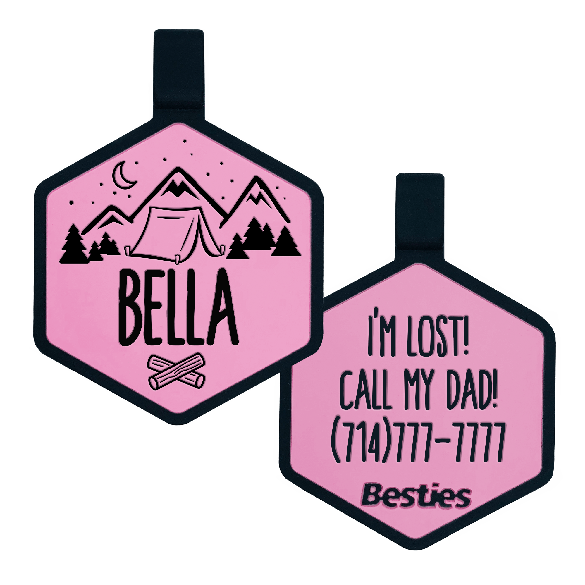 Besties Pets - Wholesale Pet Identification Tag - Dog - Happy Camper Silicone Dog ID Tag9