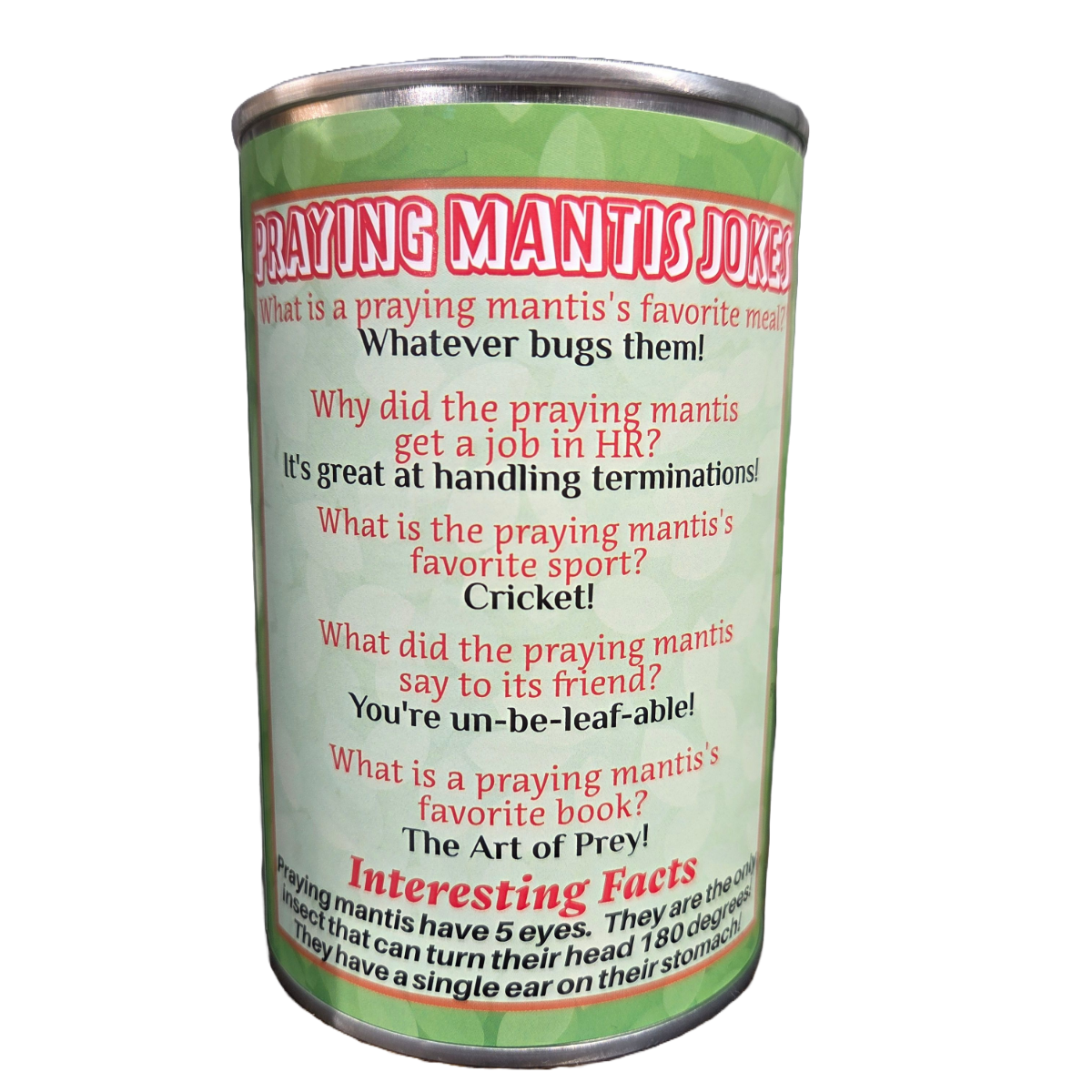 Canned Gifts - Wholesale Gag Gift/Novelty Gift - Canned Praying Mantis - Bug Insect Plush Gift in Can w/Jokes2