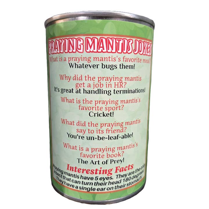 Canned Gifts - Wholesale Gag Gift/Novelty Gift - Canned Praying Mantis - Bug Insect Plush Gift in Can w/Jokes2