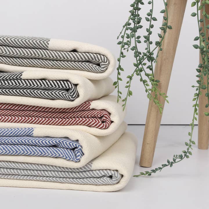 Herringbone Turkish Towel, Elegant Cotton Peshtemal Hammam for wholesale by HERLOOM TOWELS