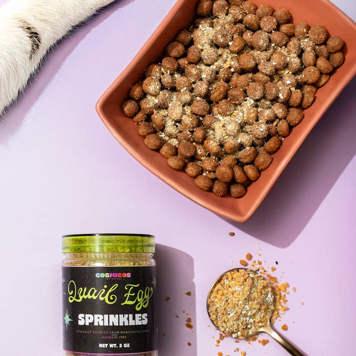 Dehydrated Quail Egg Sprinkles – Nutrient-Rich Topper for Cats & Dogs for wholesale by Cosmicos Pet Bakery