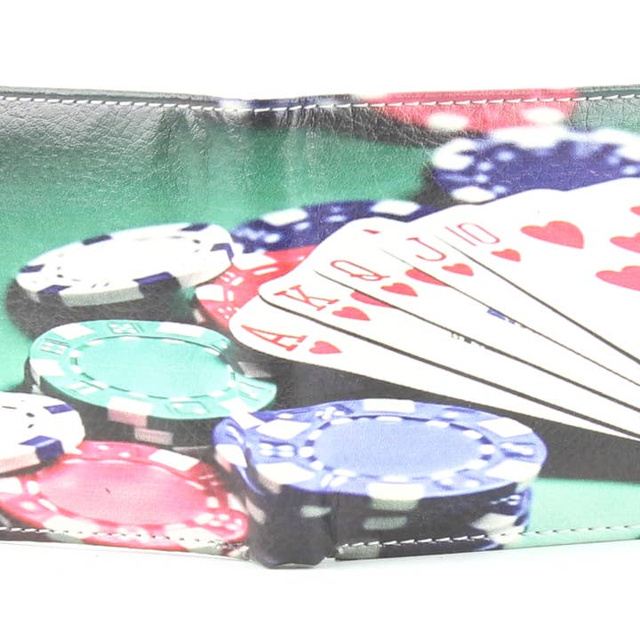 Leather Impressions Inc - Wholesale Wallet - Men's - Poker Chips Vegan Leather Bi Fold Wallet # VL 5197