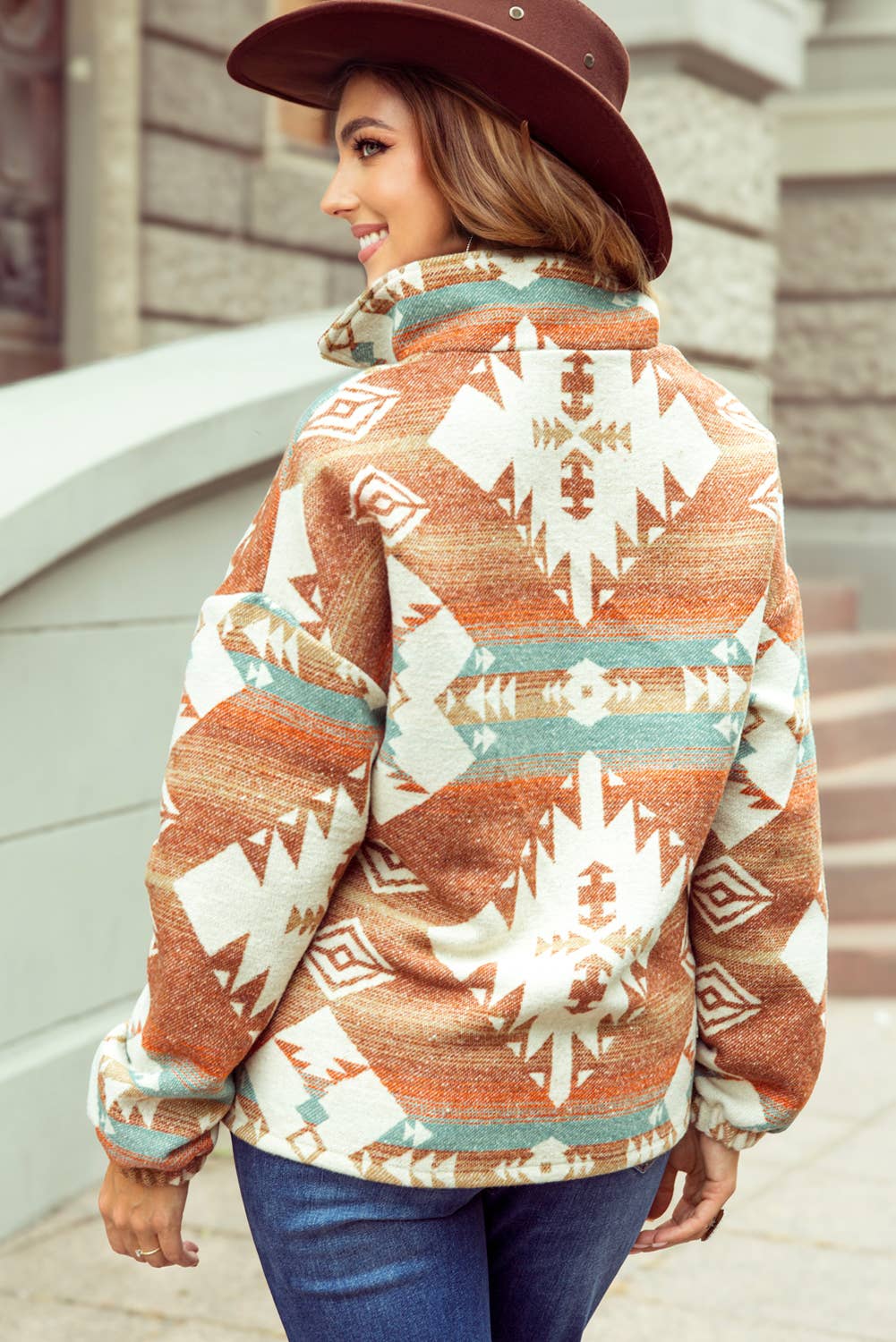 1 the Woman - Vente Sweat-shirt – femme - Sweat-shirt occidental à quart de zip et poignets élastiques1