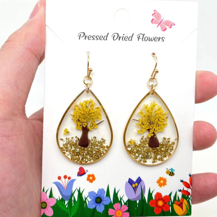 Mio Queena - Wholesale Dangle earrings - Tree of Life Dried Flowers Teardrop Charm Earrings - PDF6