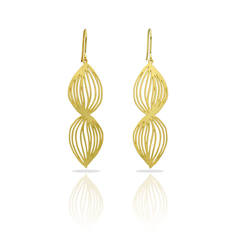 RAS - Wholesale Dangle Earrings - Life Gold Plated Long Earring