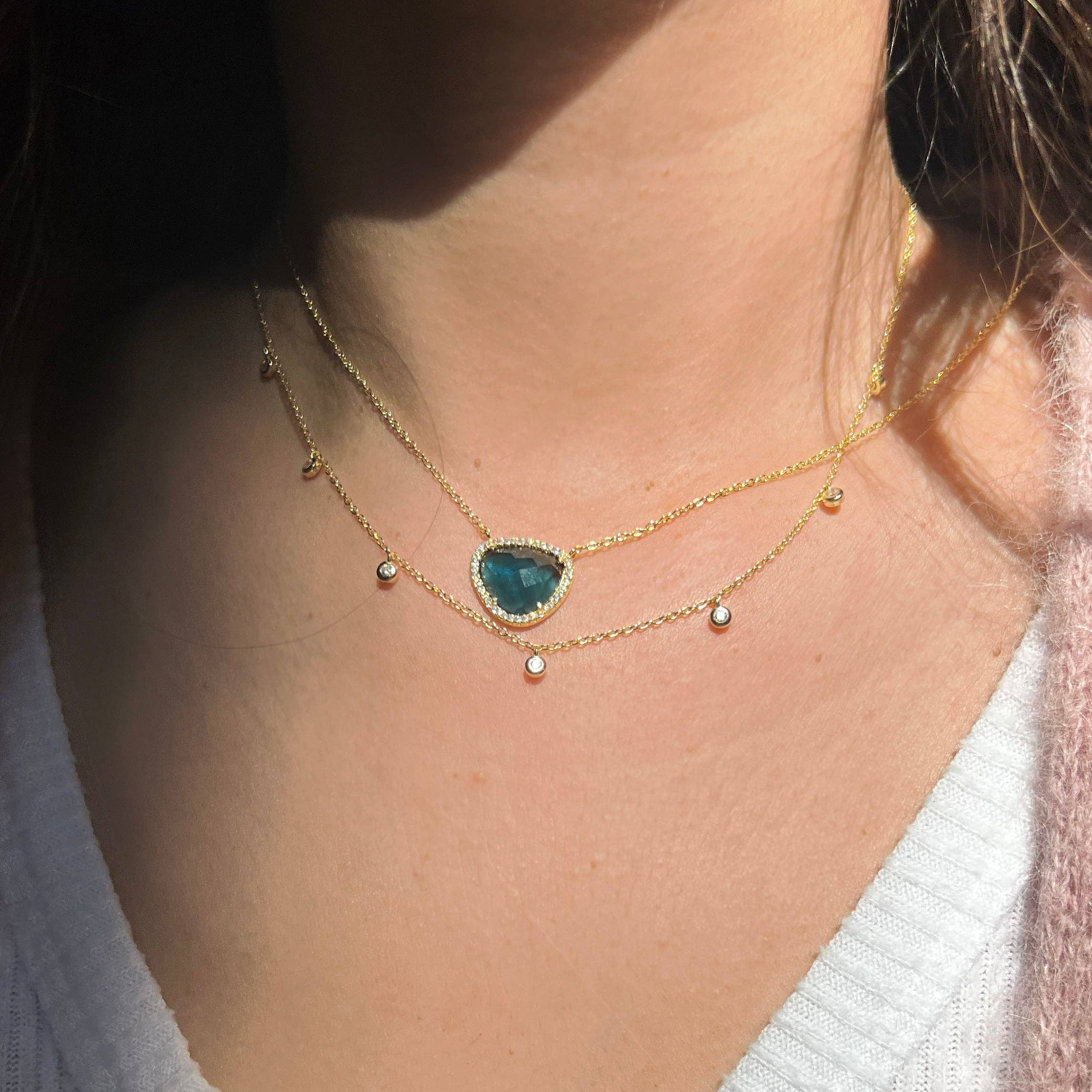 Kamaria Jewelry - Wholesale Pendant/Charm Necklace - Marina Lab Created Gemstone Necklace With Crystals6