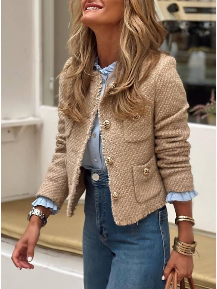 Rosa Clothing - Wholesale Jacket - Women's - Elegant Vintage Pocket Cropped Jacket