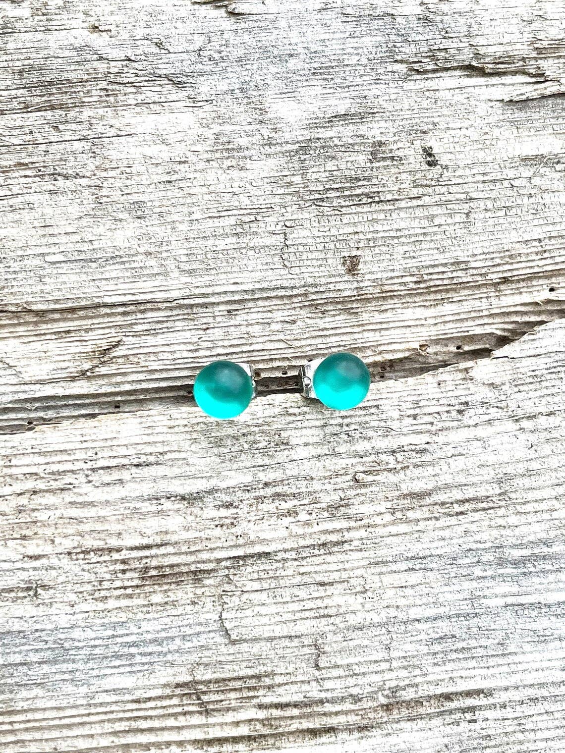 Flame Work Designs - Glass Jewelry - Wholesale Stud/Post Earrings - Sea Glass Jewelry - Teal Glass Stud Earrings7