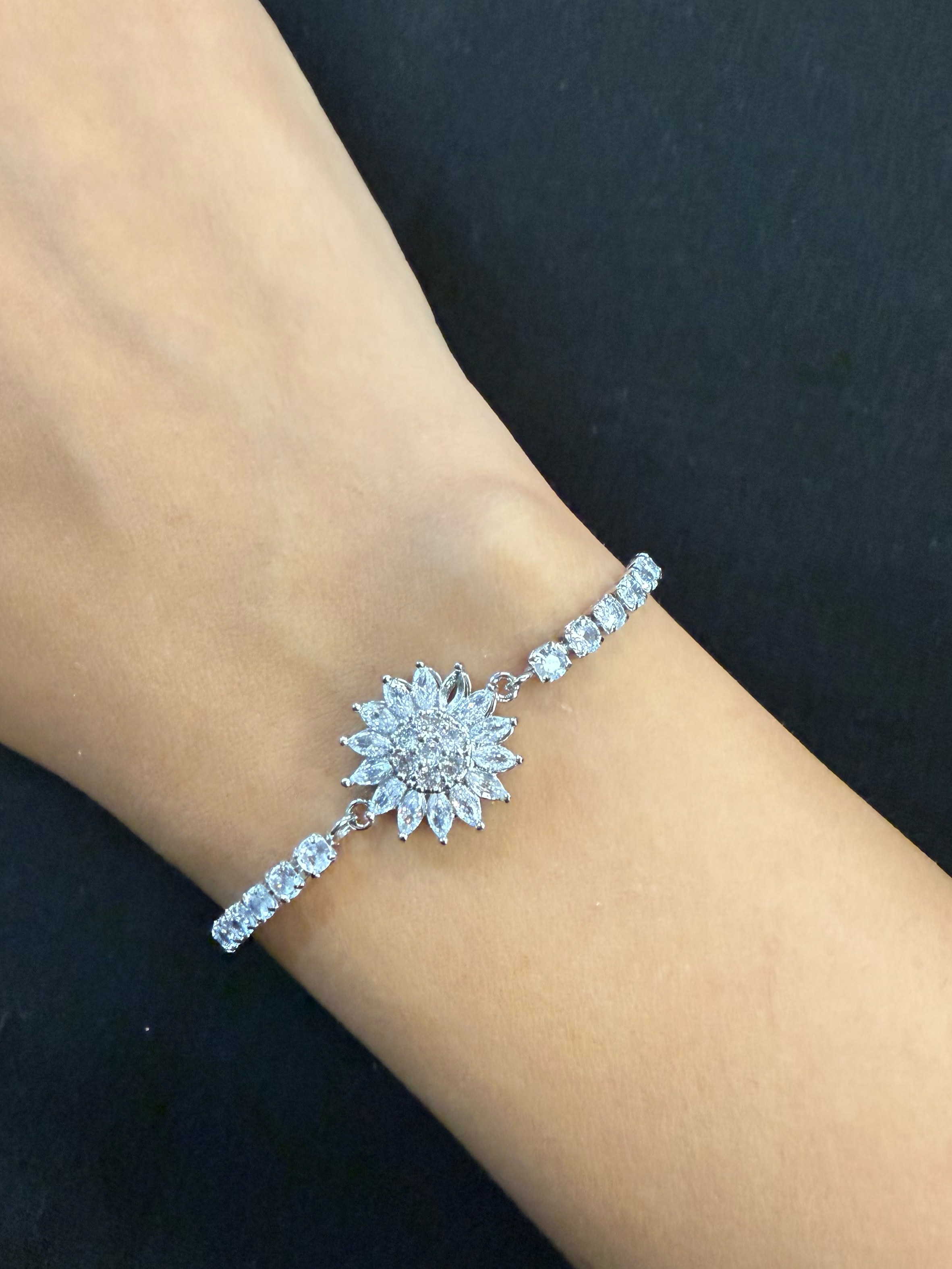 Loli - Wholesale Charm/Dangle Bracelet - Sunburst Golden Flower Model- Gold and Silver2