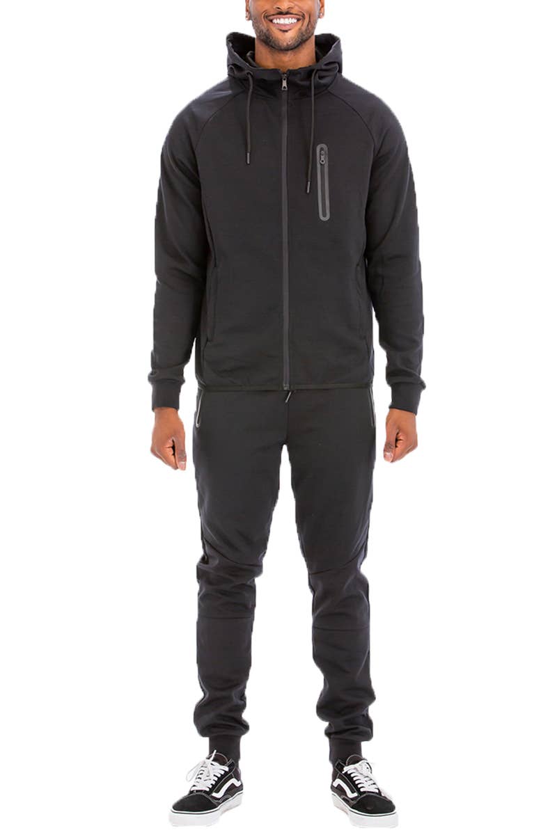 WEIV - Wholesale Tracksuit - Men's - Solid Dynamic Active Track Suit Cotton Poly Blend Track Set4