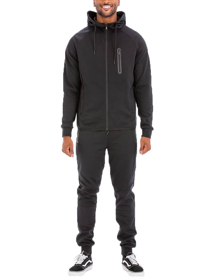 WEIV - Wholesale Tracksuit - Men's - Solid Dynamic Active Track Suit Cotton Poly Blend Track Set4
