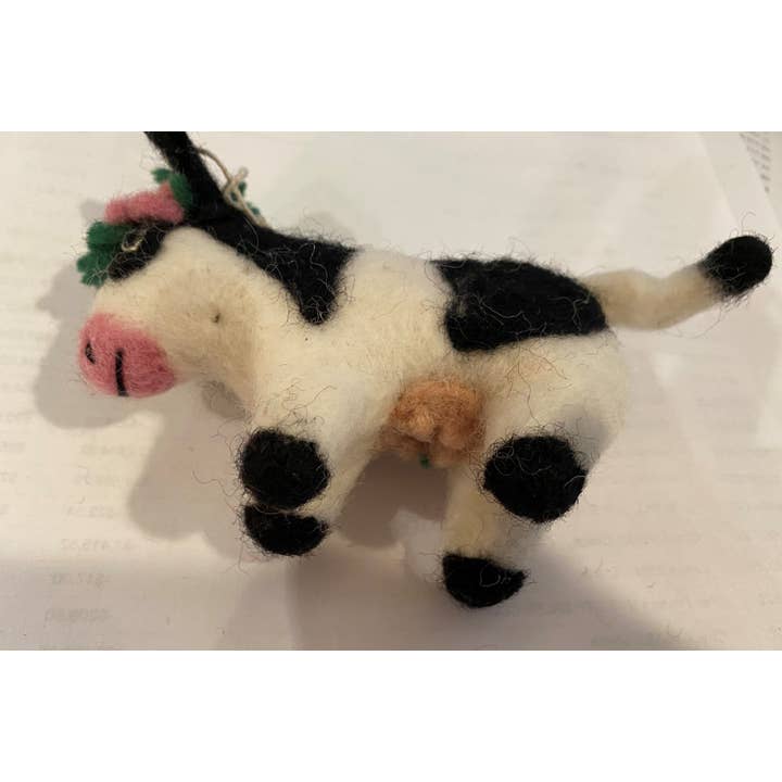 cerruti home – Ornamento por atacado – Ornamento artesanal de feltro “Twiggy Vaca com Coroa de Coroa”2