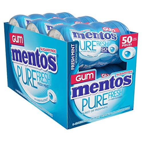 Mentos Gum Curvy Pure Fresh Mint 50pc 6 Per Box for wholesale by Shop The King