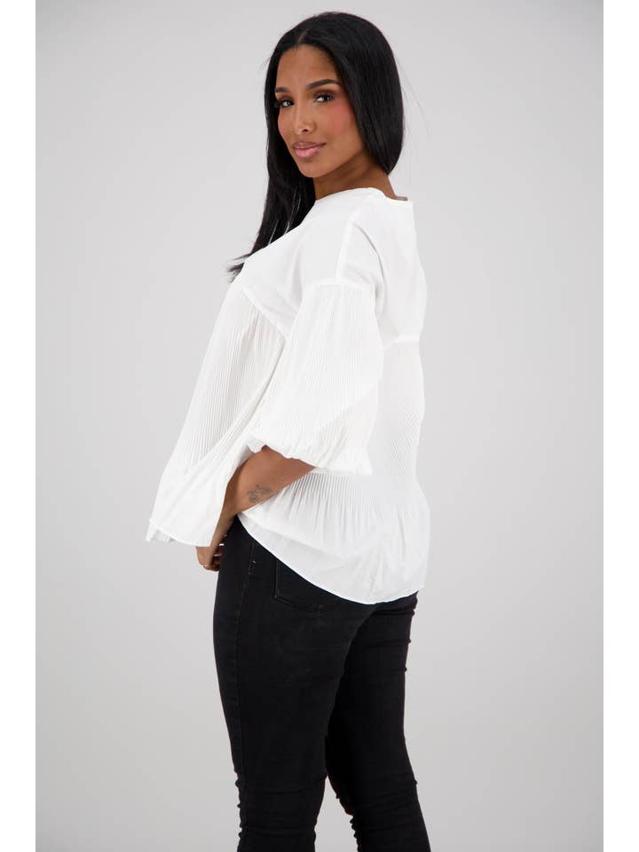 Advance Apparels - Wholesale Blouse - Women's - Back-Zip Accordion Top SW-597214