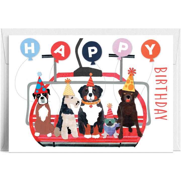 "Hondjes Stoeltjeslift Verjaardag" – Feestelijke Hondenviering Kaart voor wholesale door Lilybart LLC