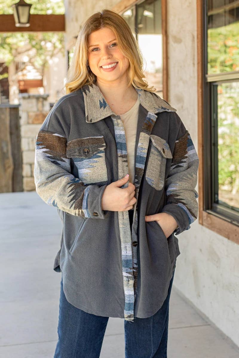 DESHENG ENTERPRISE - Wholesale Jas - Dames - JASJE MET AZTEC PRINT GRIJS0